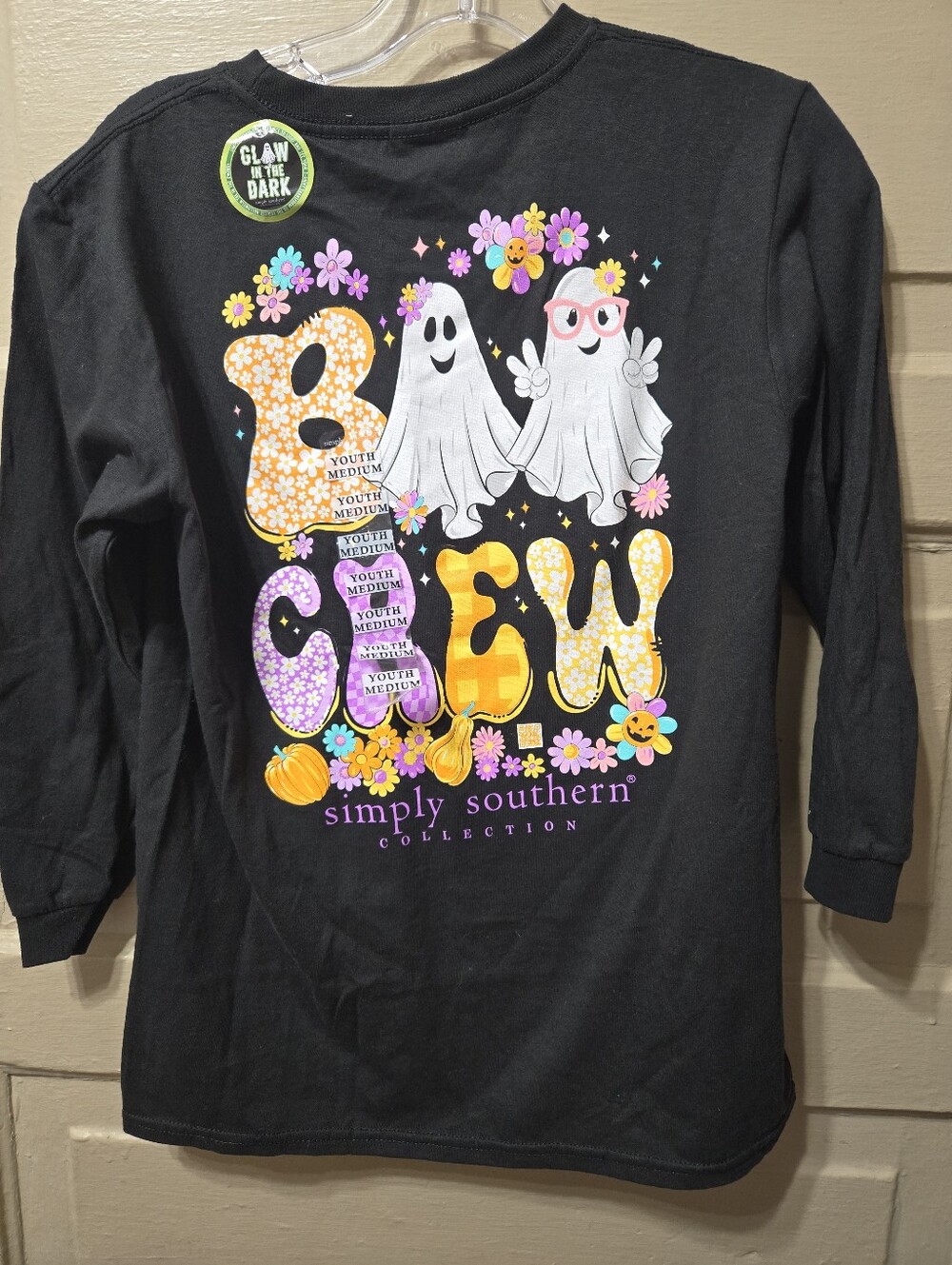 Simply Southern Boo Crew Glow In The Dark Long Sleeve Tshirt NWT Size: Youth Med